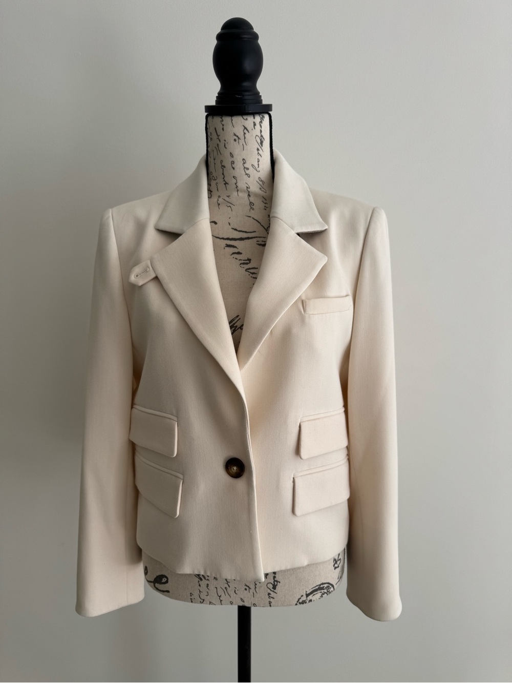 Veronica Beard Cream Single-Button Tailored Blazer